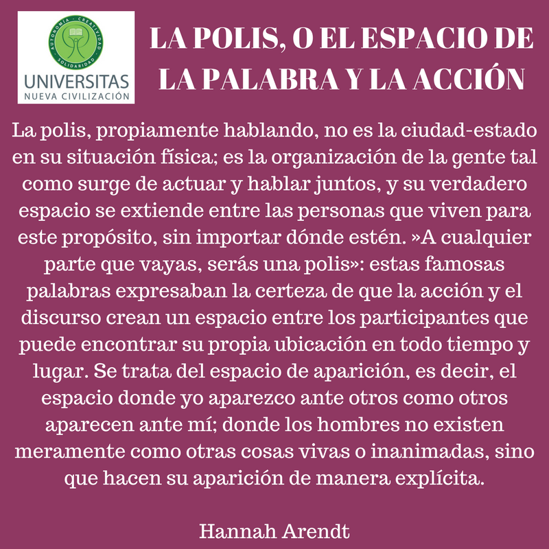 La Polis o el espacio de la palabra y la acción