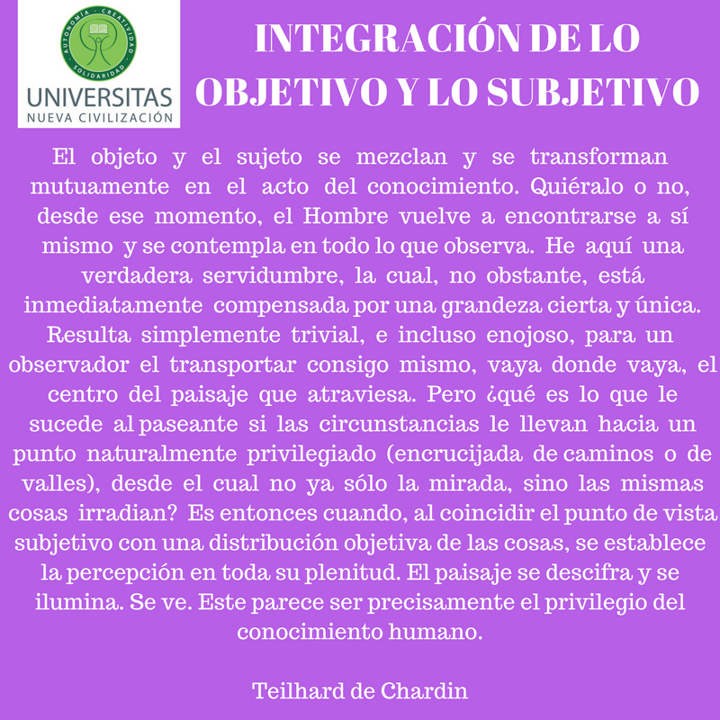 Integración de lo subjetivo y lo objetivo