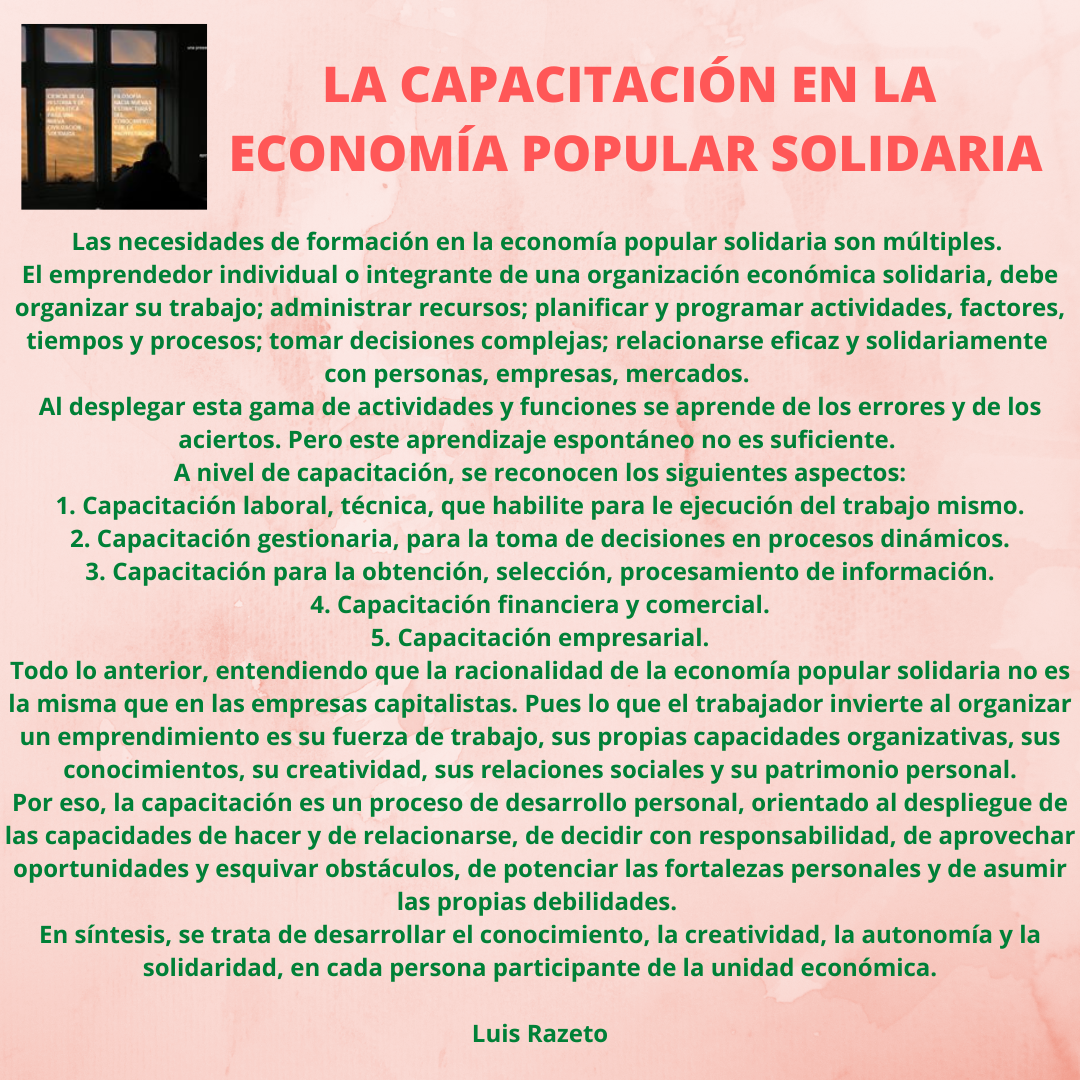 La capacitación en la economía popular solidaria