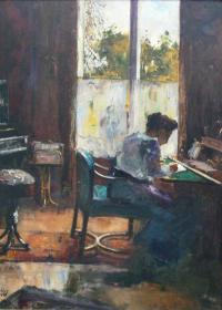  SEÑORA EN EL ESCRITORIO - Lesser Ury